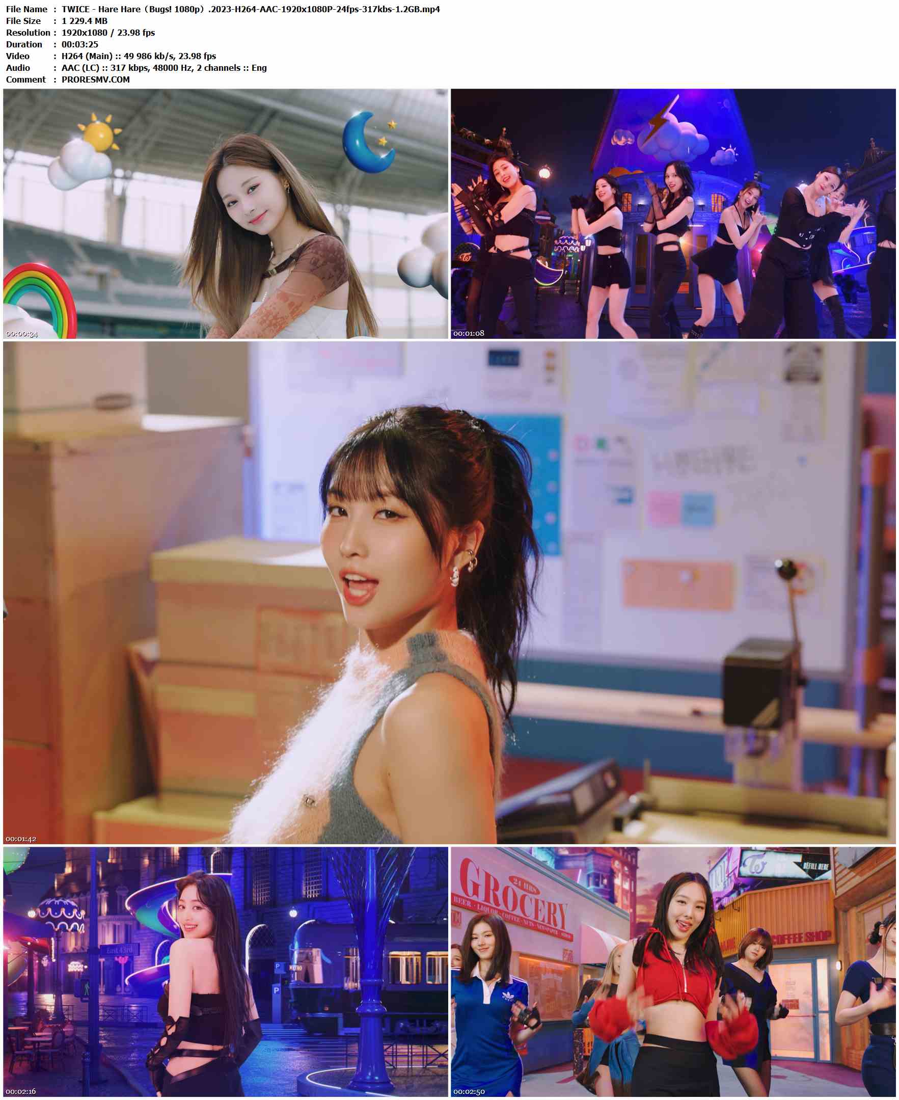 TWICE - Hare Hare（Bugs! 1080p）.2023-H264-AAC-1920x1080P-24fps-317kbs-1.2GB官方MV_高清MV